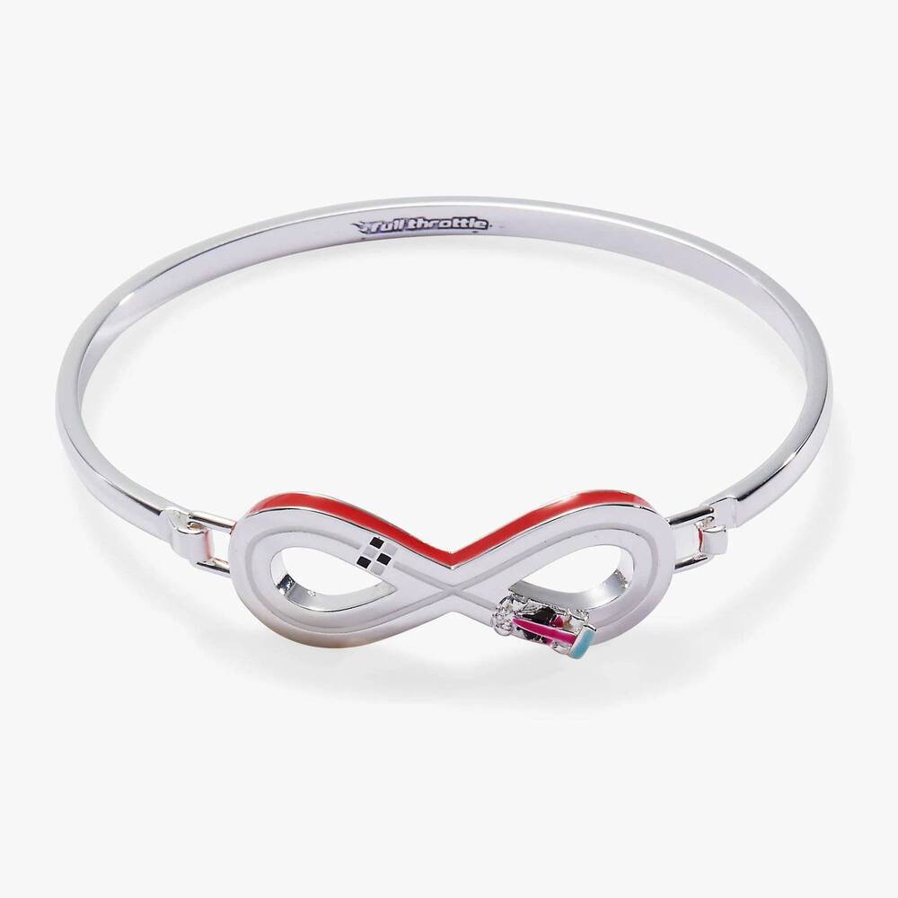 NEW ALEX & ANI women's hot wheels figure 8 racecar tension bangle in silver
